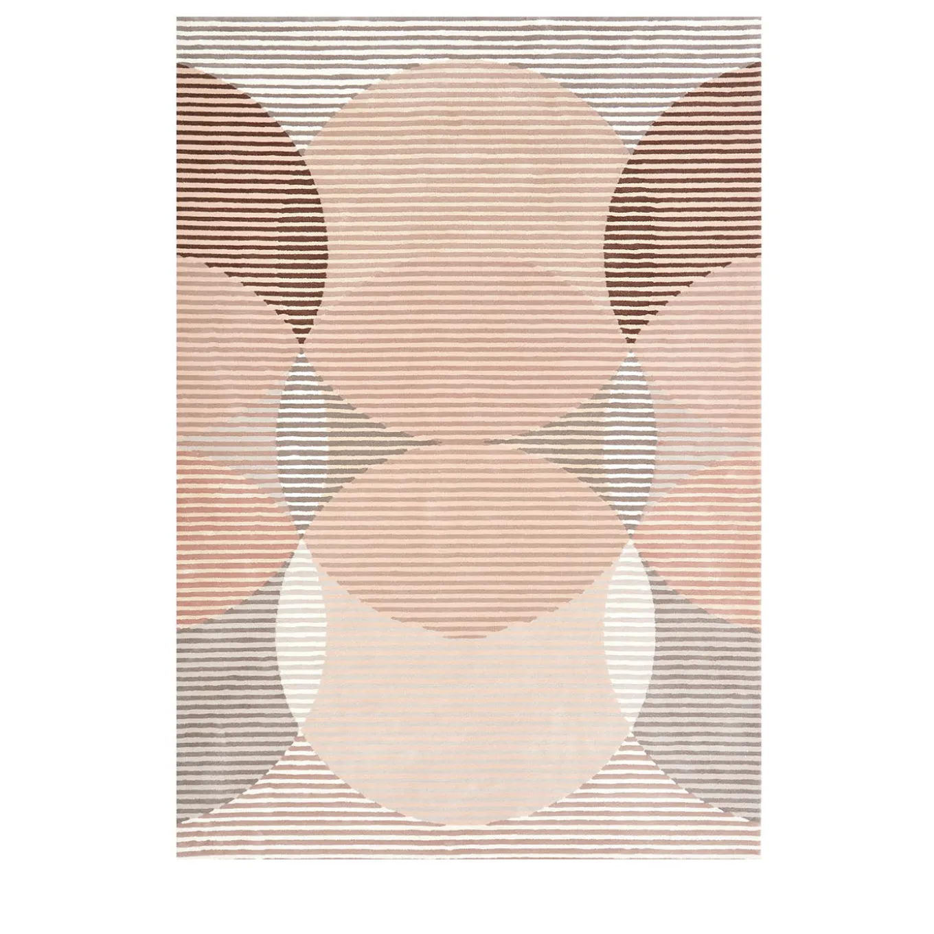 Sinking Circles geometric Beige motif Wool Rug