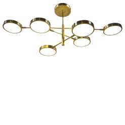 Sistema 6-arms brass and glass Chandelier
