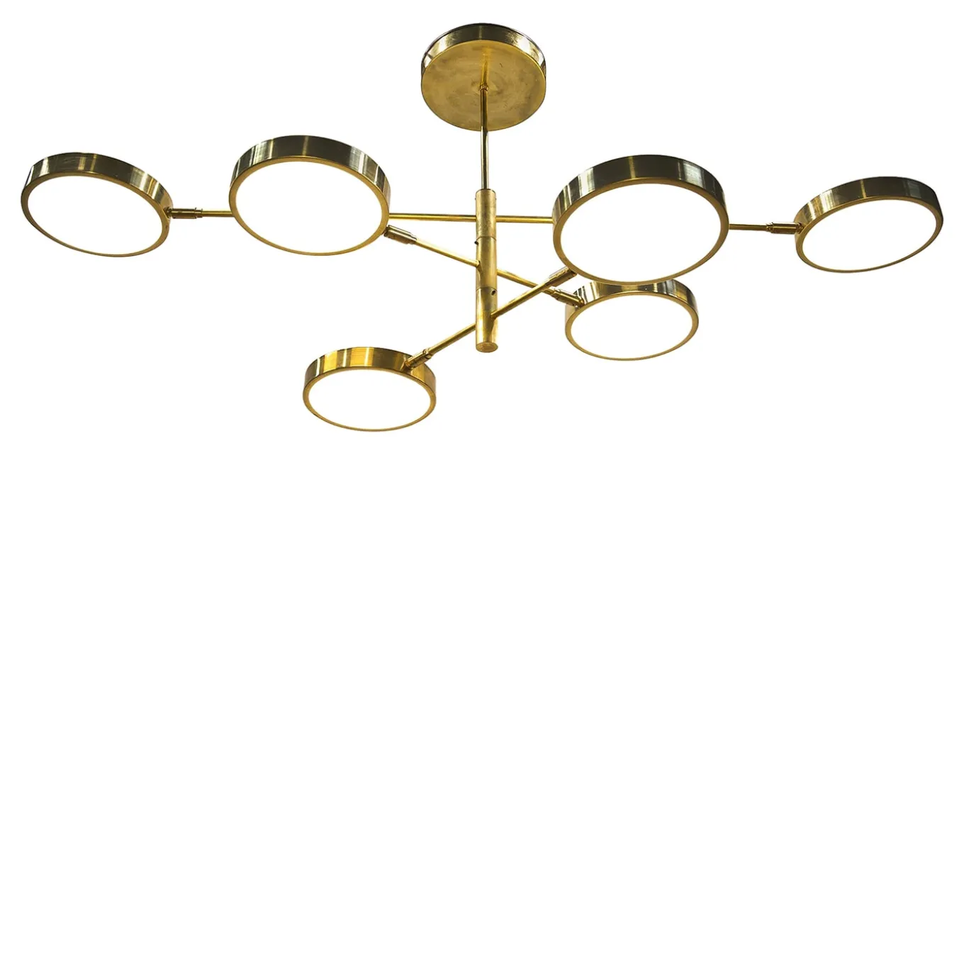 Sistema 6-arms brass and glass Chandelier