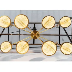 Sistema Solare 8-Arms Brass and Onyx Chandelier