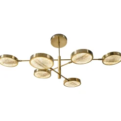Sistema Solare 6-Arms Brass and Onyx Chandelier