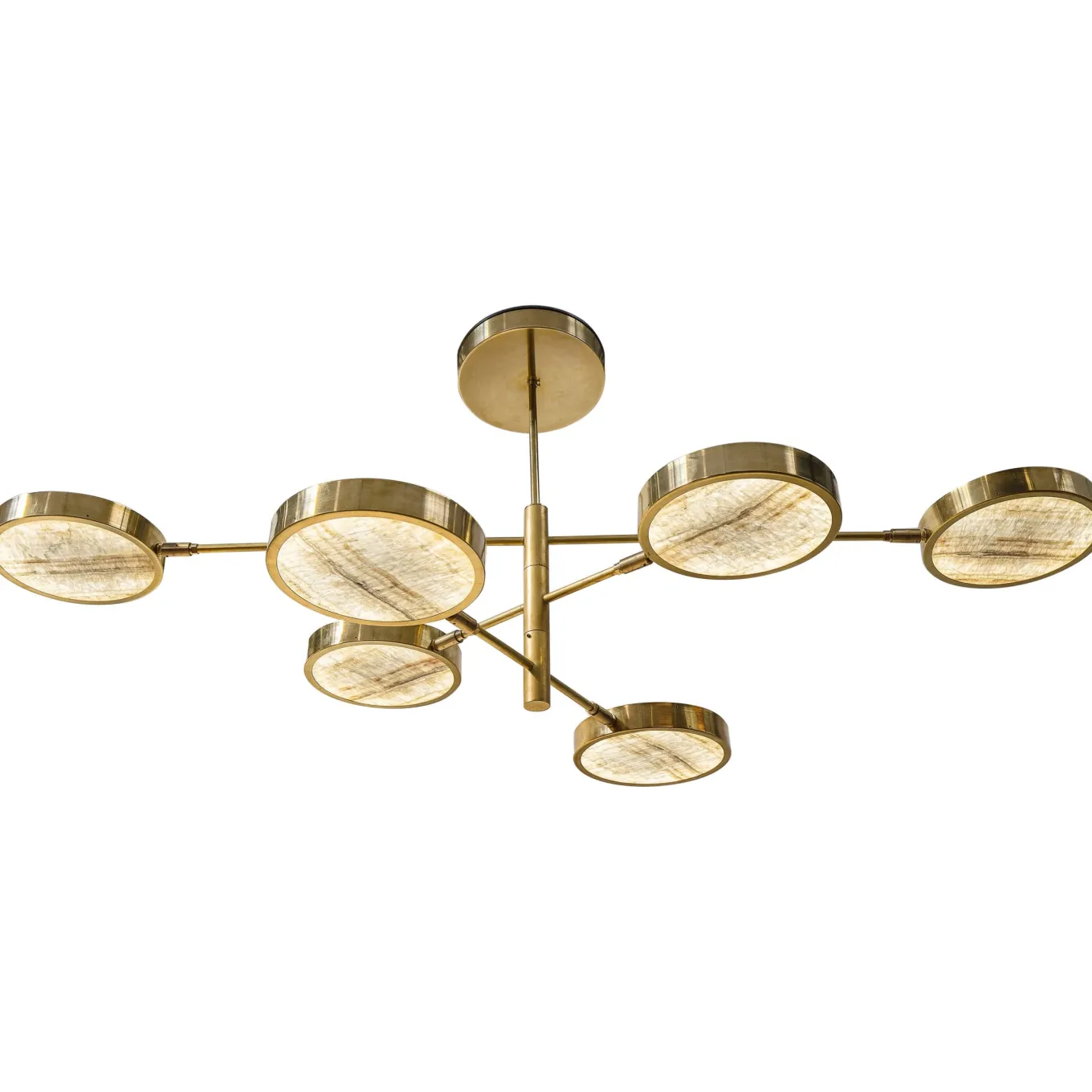 Sistema Solare 6-Arms Brass and Onyx Chandelier