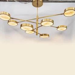 Sistema Solare 6-Arms Brass and Onyx Chandelier