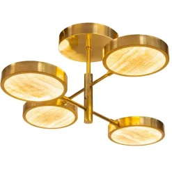 Sistema Solare 4-Light Ivory-Toned Onyx And Brass Chandelier