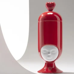 Sister Clara In Love Glossy Red Ceramic Vase With Lid