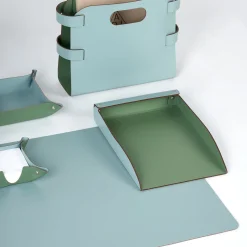 Sky Blue and Eucalyptus Leather Paper tray #2