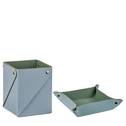 Sky blue and eucalyptus leather vide poche and miu box set