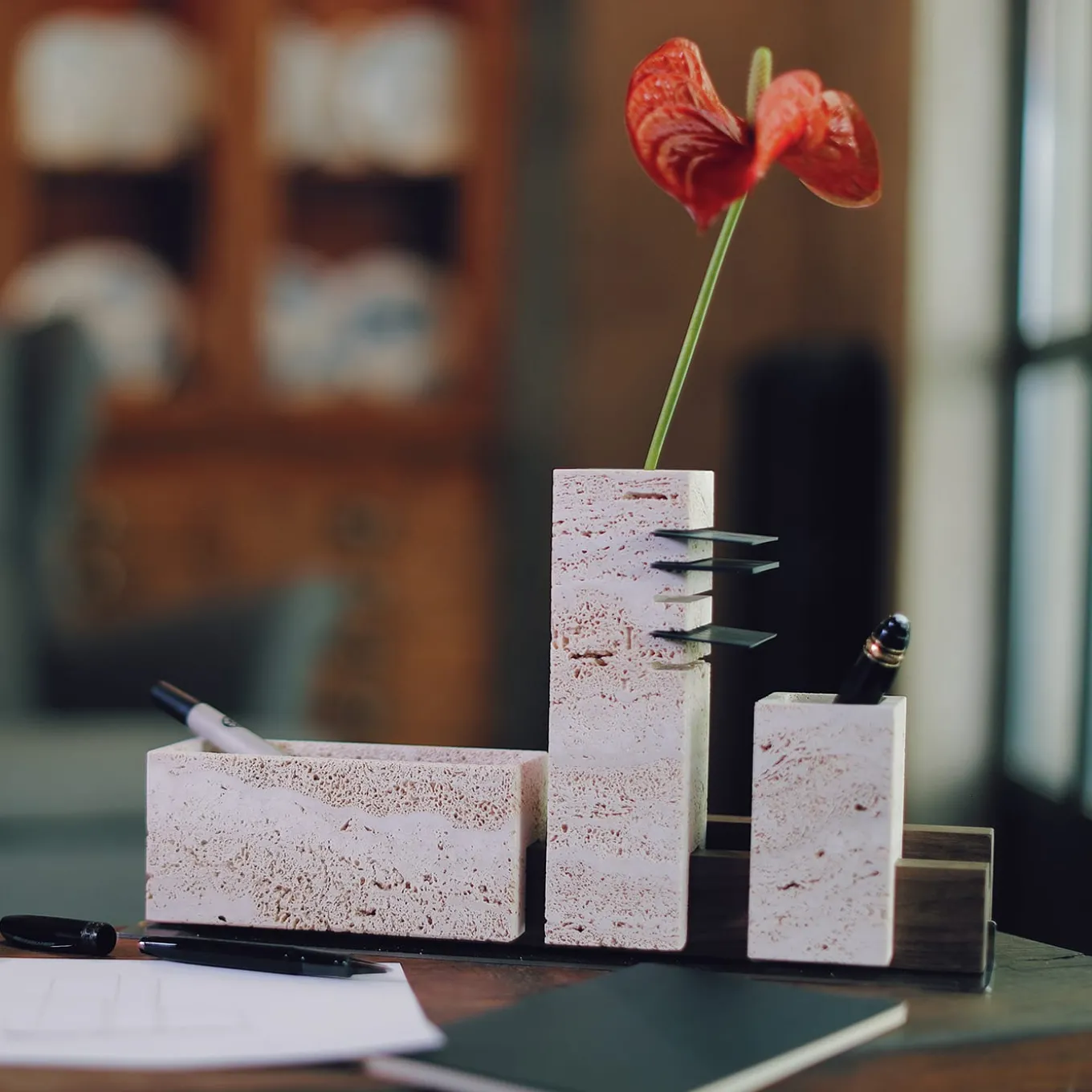 Skyline Travertine Marble Desk Set