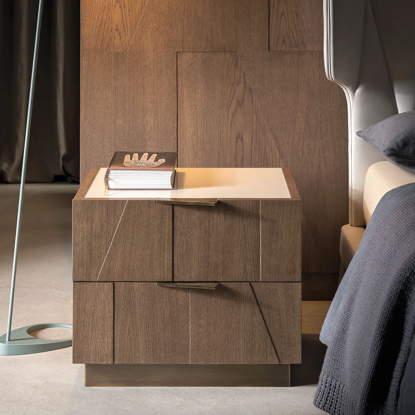 Slash Nightstand with Glass Top