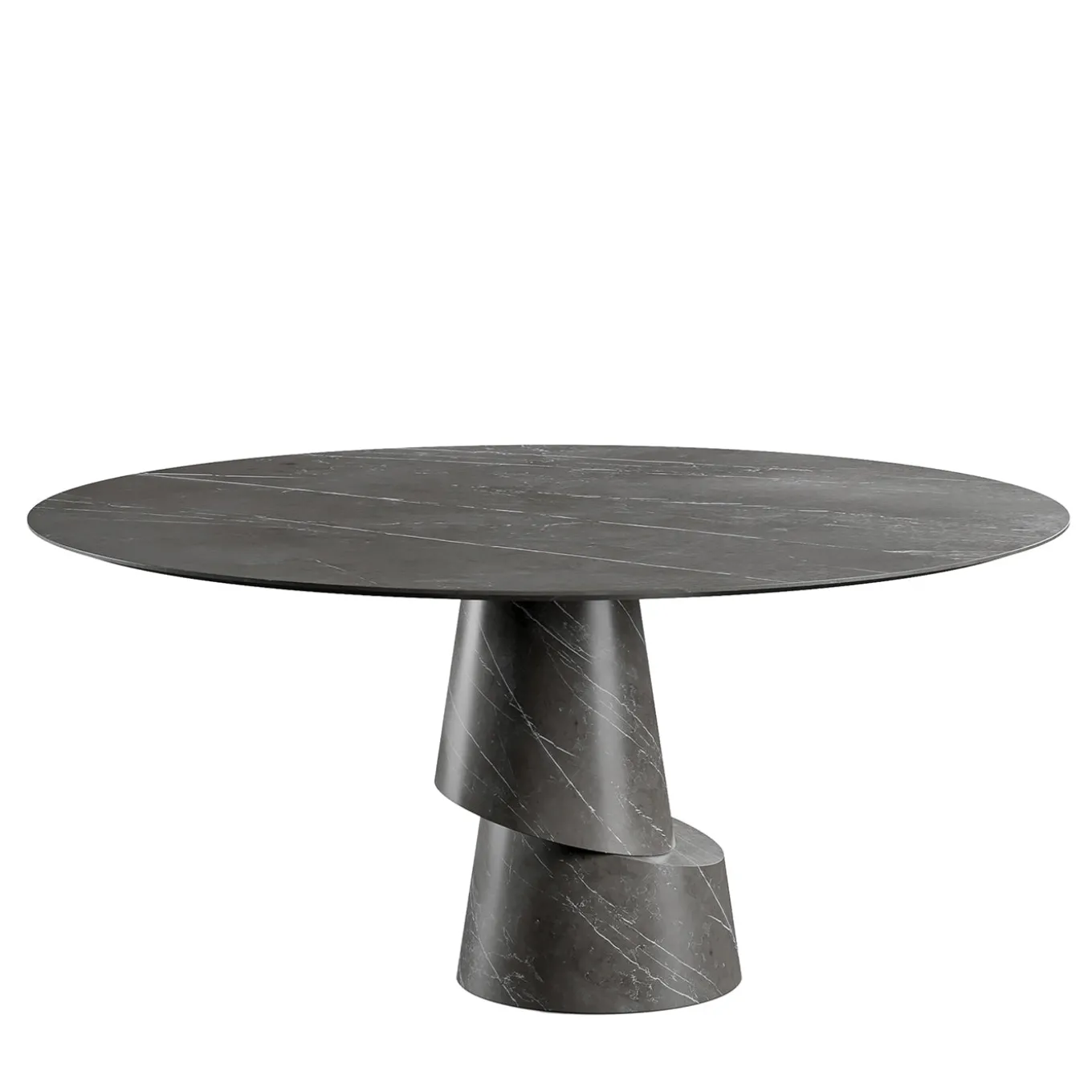 Slice Graphite Stone Round Dining Table