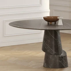 Slice Graphite Stone Round Dining Table