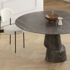 Slice Graphite Stone Round Dining Table
