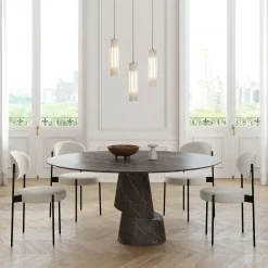 Slice Graphite Stone Round Dining Table