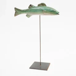 Slim green seabass sculpture