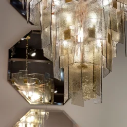 Sliver Amber and Fumè Glass Chandelier