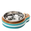 4-Slot Round Turquoise & White Hors D'Oeuvre Tray