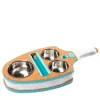 3-Slot Turquoise & White Hors D'Oeuvre Tray