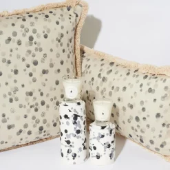 Small Black and White Fringed Cushion