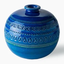 Small Blue Round Vase by Aldo Londi