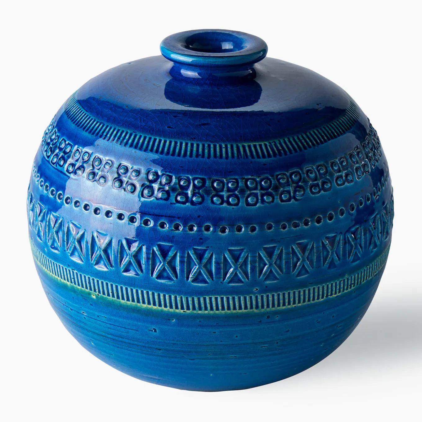 Small Blue Round Vase by Aldo Londi