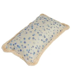 Small Celeste and Blue Fringed Cushion