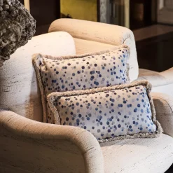 Small Celeste and Blue Fringed Cushion
