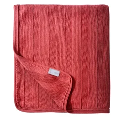 Small Coral Brioche Stitch Cashmere Blanket