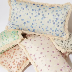 Small Cream and Jellow Fringed Cushion