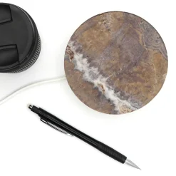 Small Emperador Brown Marble Base Wireless Charger