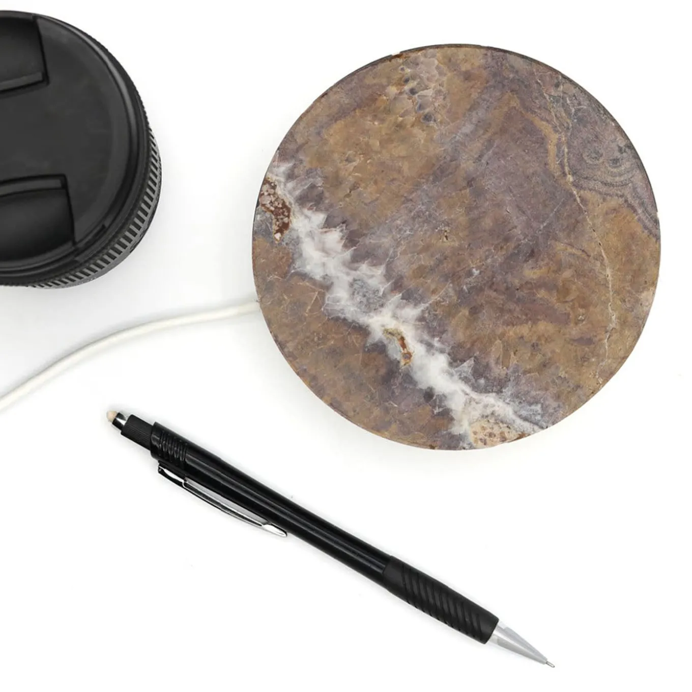Small Emperador Brown Marble Base Wireless Charger