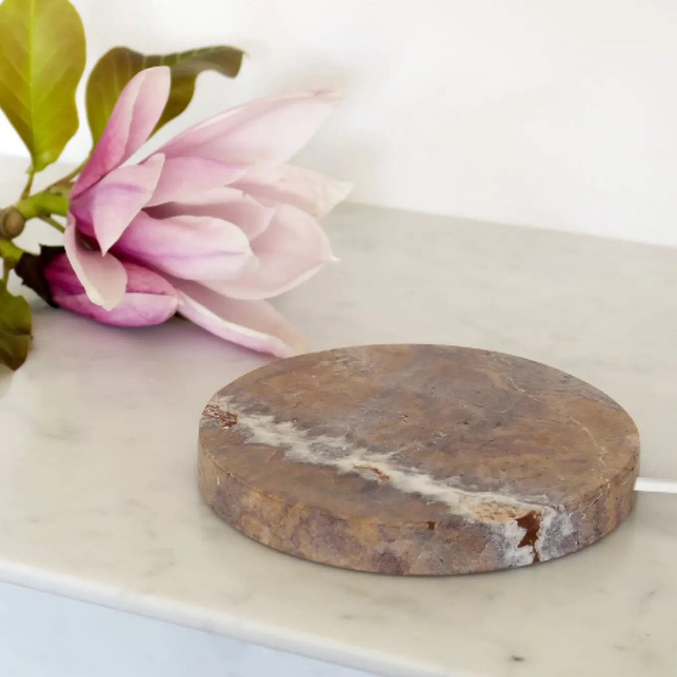 Small Emperador Brown Marble Base Wireless Charger