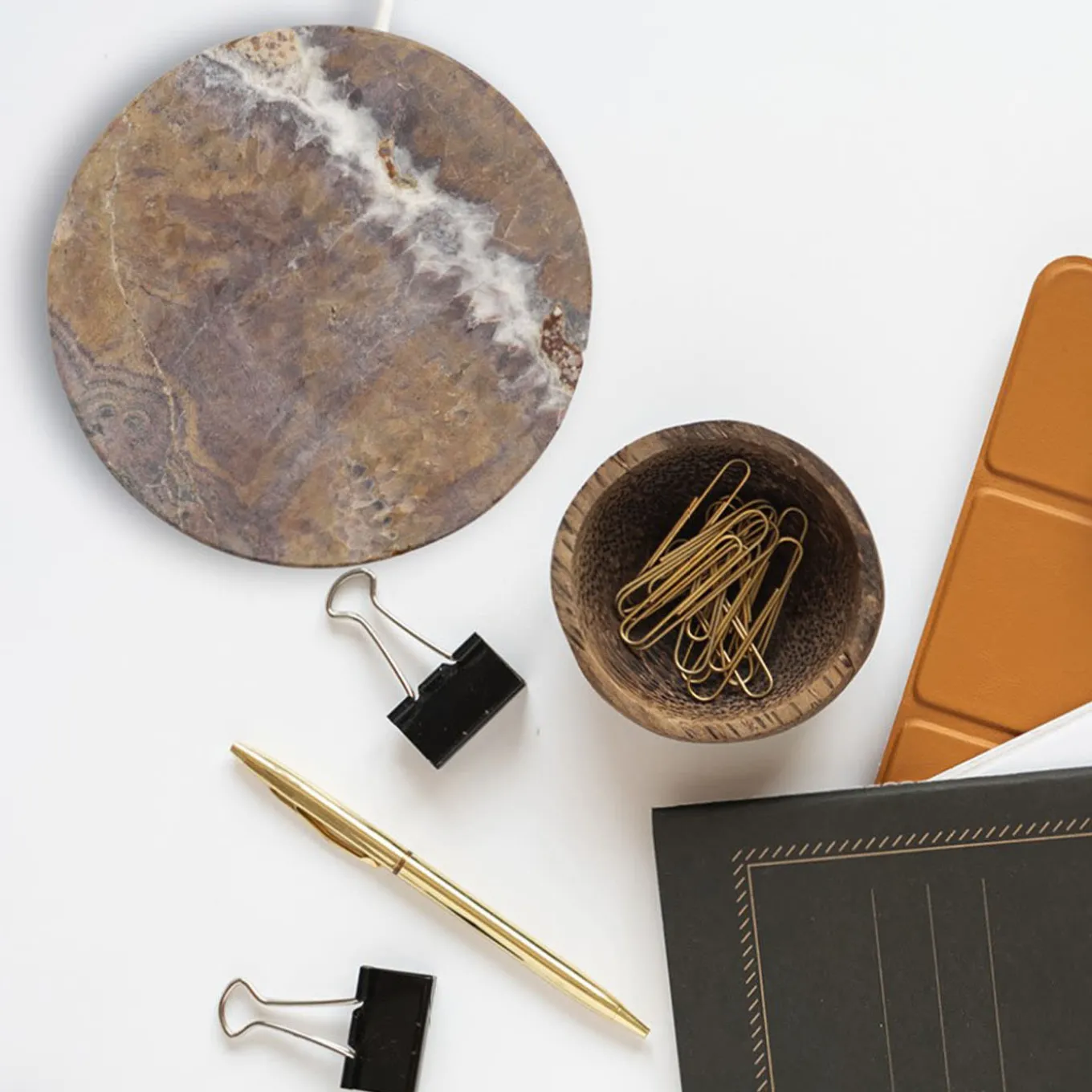 Small Emperador Brown Marble Base Wireless Charger