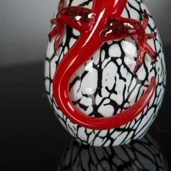 Small Glass Egg with Red Gecko