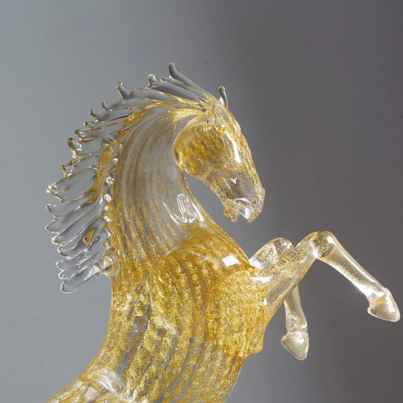 Small Gold Glass Rearing Horse