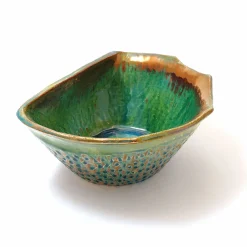 Small Multi-faceted Green Bowl