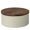 Small Round Ceramic Container with Wooden Lid