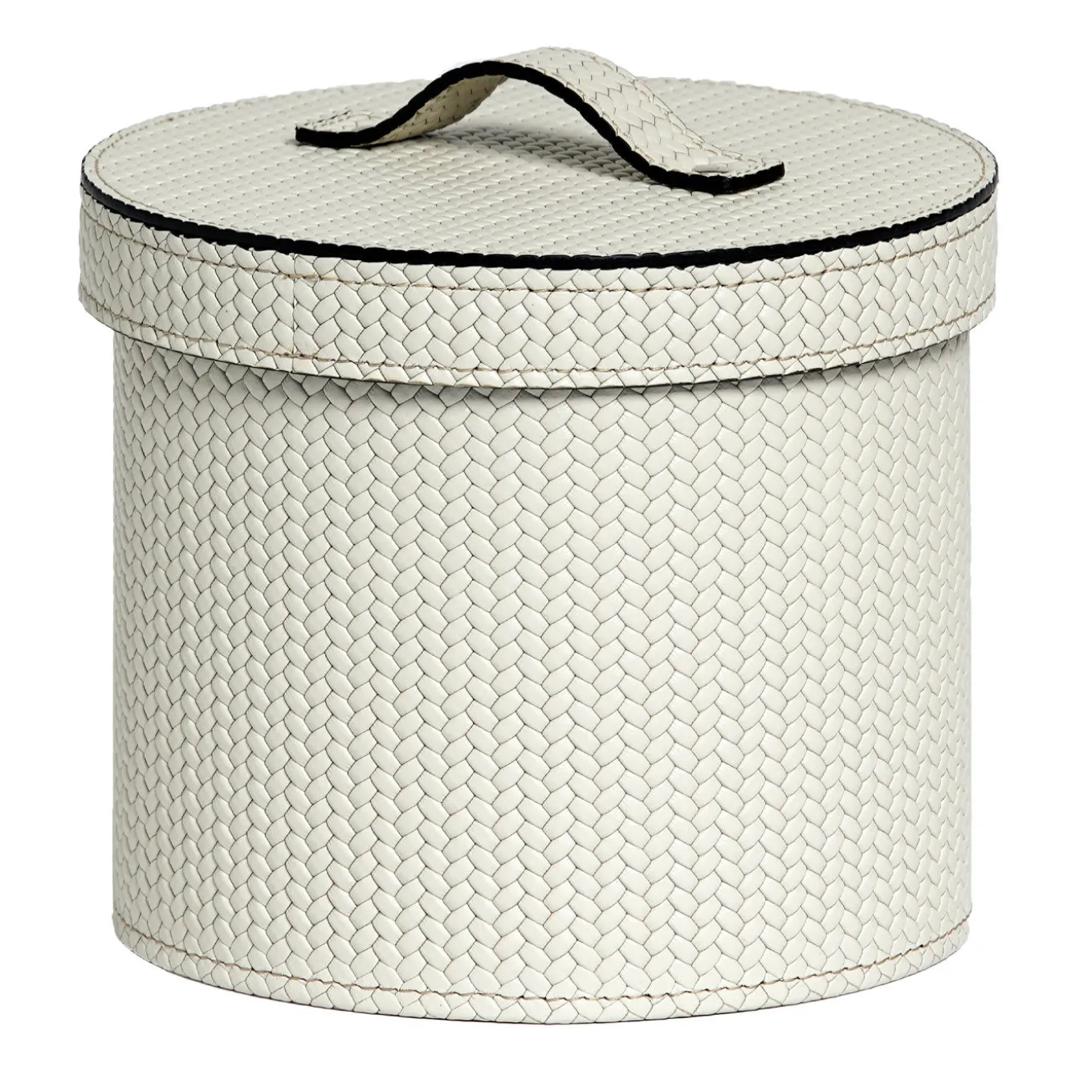 Small Round Leather Paper Bin with Lid
