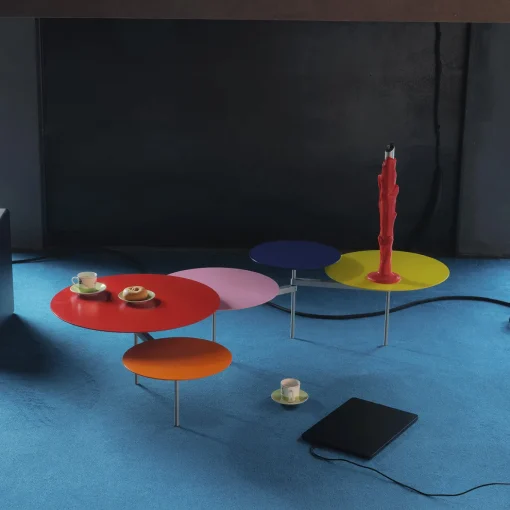 Snake 5 Multicolor Steel Low Table by Carlo Contin #2