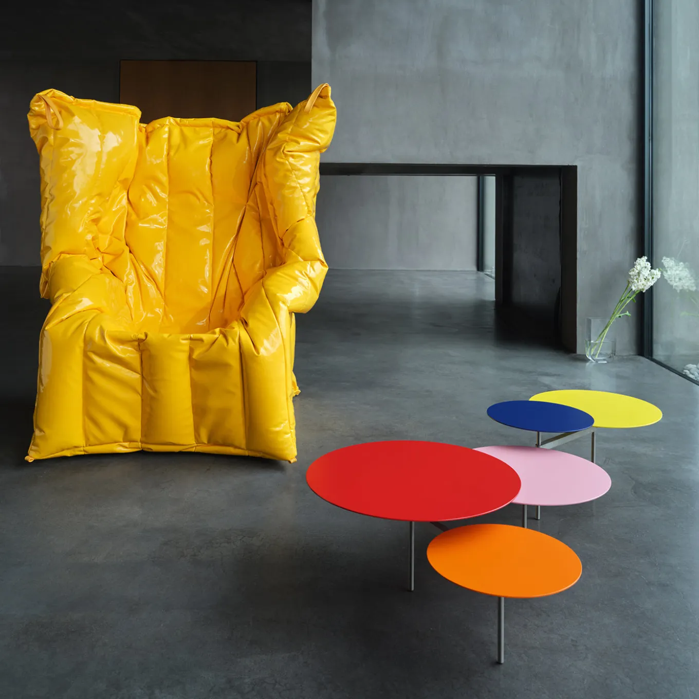 Snake 5 Multicolor Steel Low Table by Carlo Contin #2