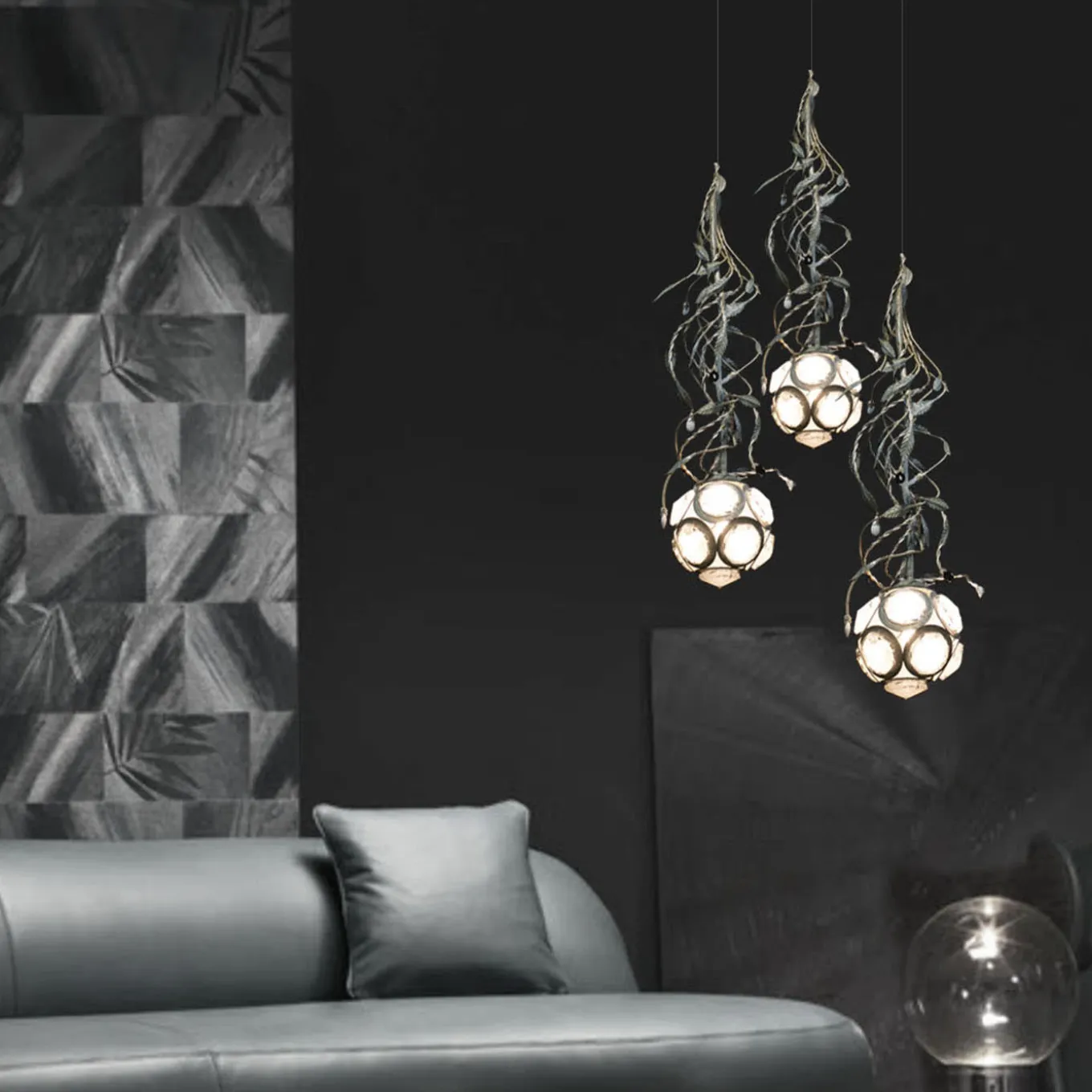 Snowball Phytomorphic Silver Pendant Lamp