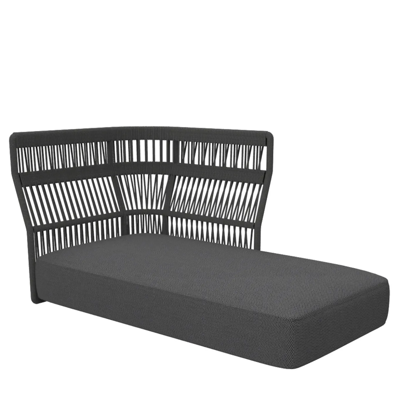 Sofa Lounge Left with Rope Backrest Dark Gray