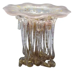 Soft Pink And Gold Glass Sculpture