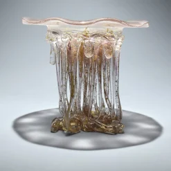 Soft Pink And Gold Glass Sculpture