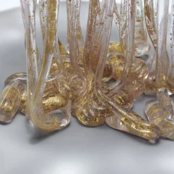 Soft Pink And Gold Glass Sculpture