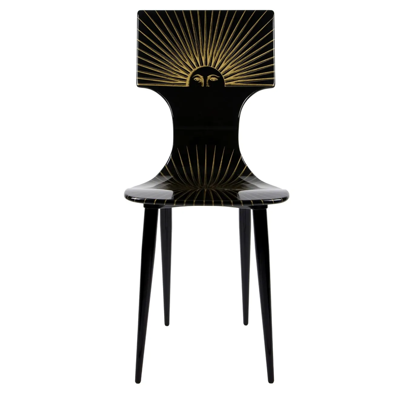 Sole Black-Lacquered Wooden Chair