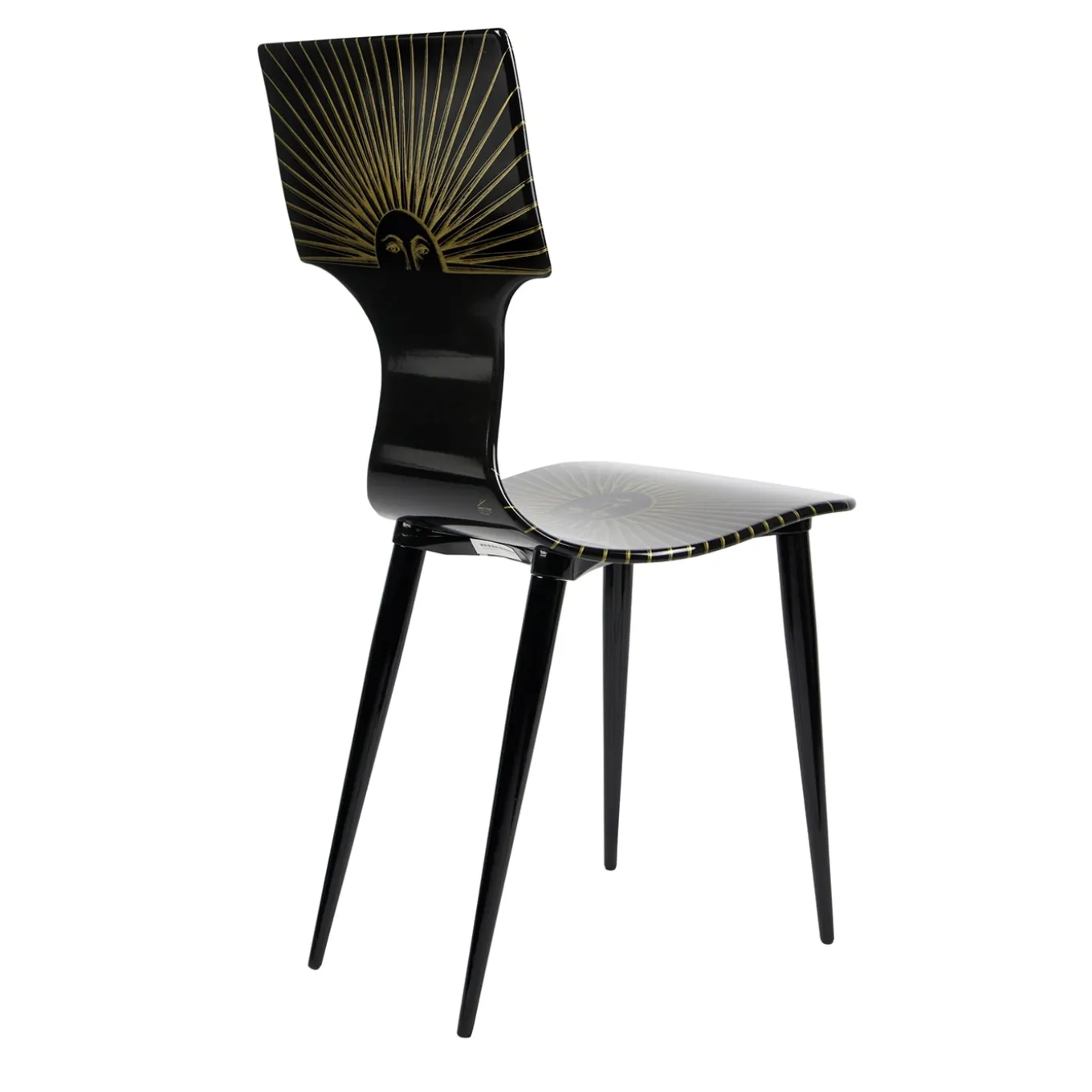 Sole Black-Lacquered Wooden Chair