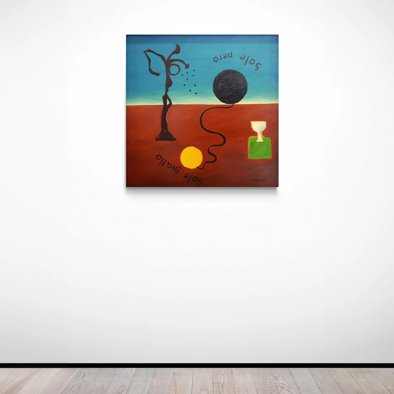 Sole Nero Sole Giallo Acrylic on Canvas Painting by A. Minopoli