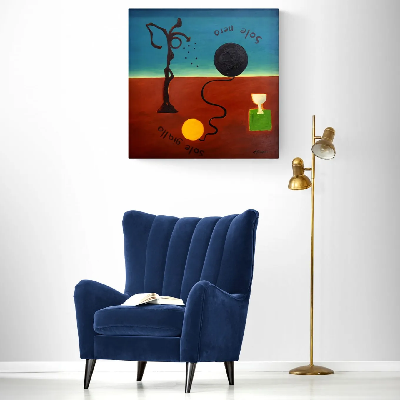 Sole Nero Sole Giallo Acrylic on Canvas Painting by A. Minopoli