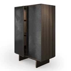 Solferino Canaletto walnut burnished anthracite black inlay door sideboard