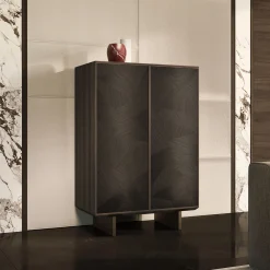 Solferino Canaletto walnut burnished anthracite black inlay door sideboard